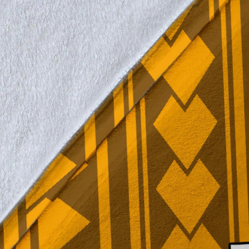 Hawaii Premium Blanket - Kanaka Maoli With Hibiscus On Polynesian Patterns (YELLOW) - Polynesian Pride