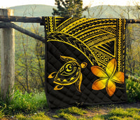 Hawaii Quilt - Hawaii Turtle Plumeria Quilt Yellow - Polynesian Pride