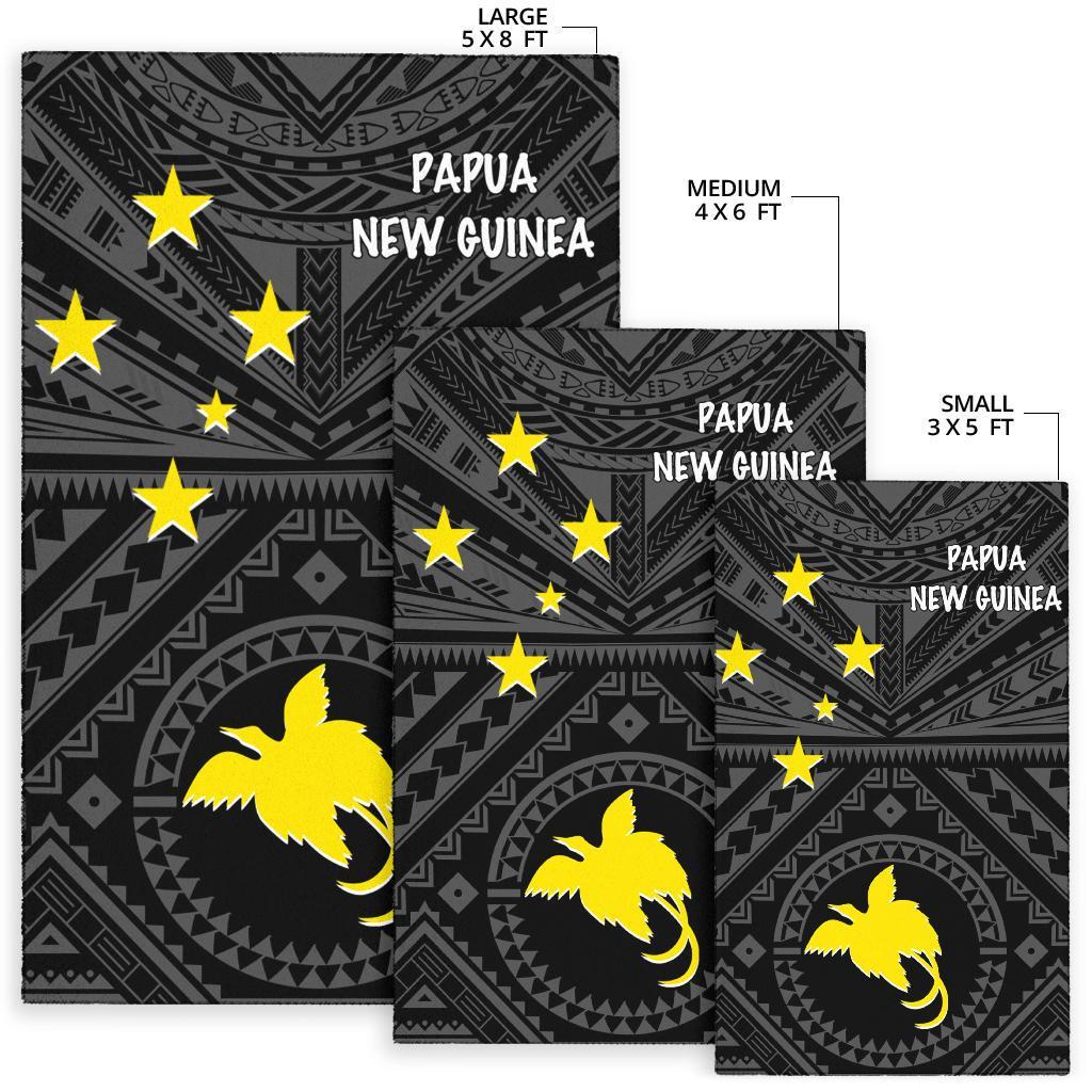 Papua New Guinea Area Rug - Flag With Polynesian Patterns (Black) - Polynesian Pride