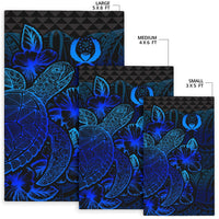 Pohnpei Area Rugs Turtle Hibiscus Blue - Polynesian Pride