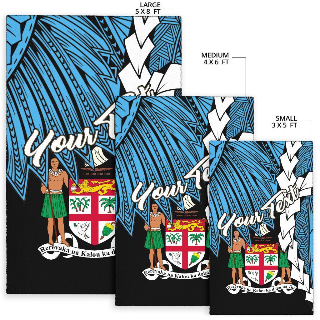 Fiji Polynesian Custom Personalised Area Rug - Tribal Wave Tattoo Flag Style - Polynesian Pride