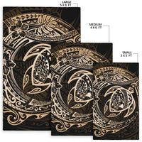 Hawaiian Map Turtle Polynesian Circle Rug AH - Polynesian Pride