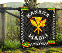 Kanaka Maoli Flag Polynesian Premium Quilt White - Love Style - Polynesian Pride