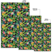 Tropical Pattern With Pineapples, Palm Leaves And Flowers. Rug - Polynesian Pride