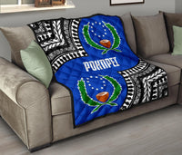 Pohnpei Premium Quilt - Pohnpei Flag Micronesian Pattern - Polynesian Pride