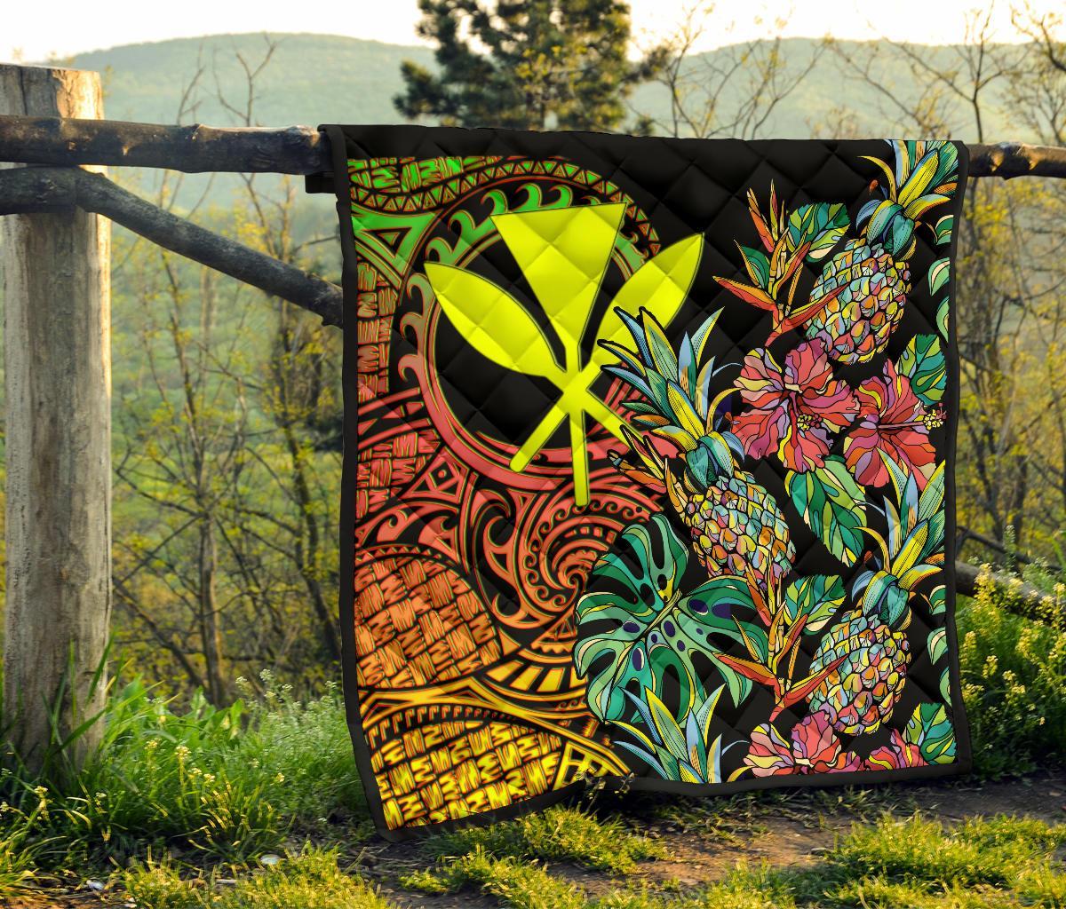 Polynesian Hawaii Premium Quilt - Pineapple Hibiscus - Polynesian Pride