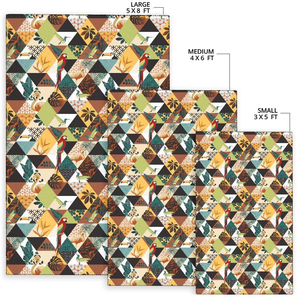 Tropical Jungle Parrots And Flamingos Pattern Rug - Polynesian Pride