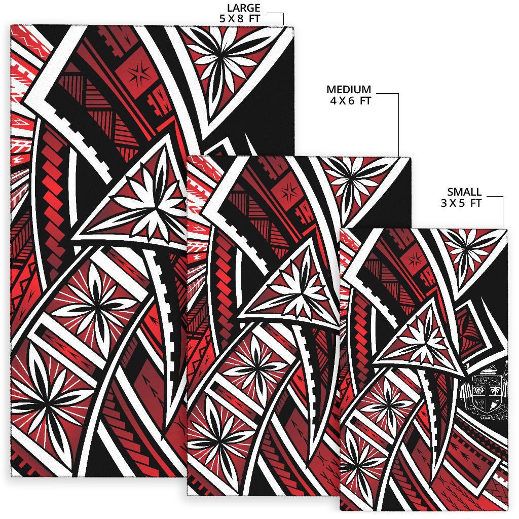 Fiji Area Rug - Tribal Flower Special Pattern Red Color - Polynesian Pride