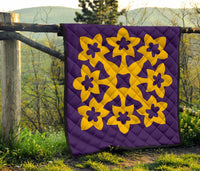 Hawaiian Premium Quilt Royal Pattern - Purple And Gold - A1 Style - Polynesian Pride