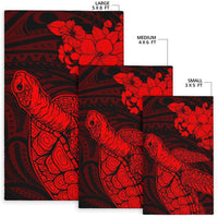 Hawaiian Hibiscus Memory Polynesian Turtle Area Rug AH - Polynesian Pride