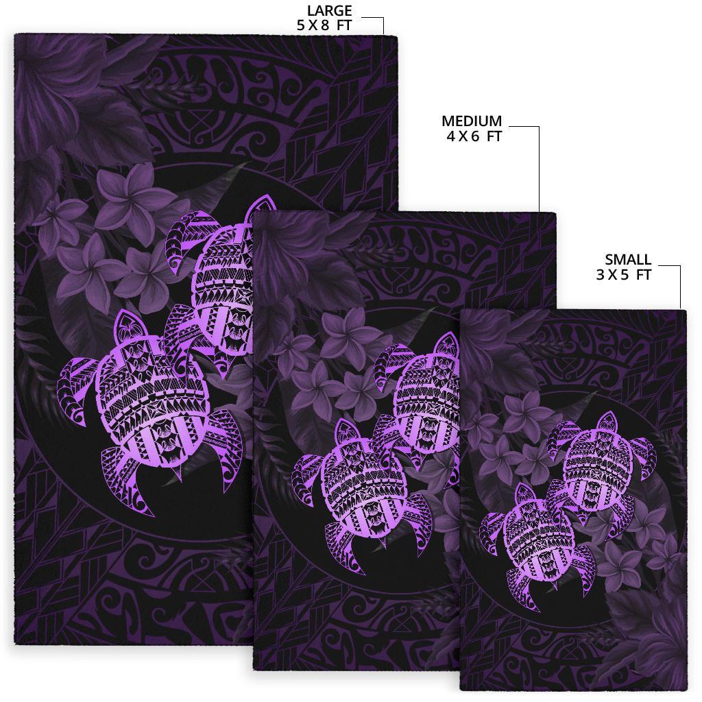 hawaii Rug - Turtle Strong Pattern Hibiscus Plumeria Violet AH - Polynesian Pride