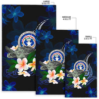 Northern Mariana Islands Polynesian Area Rug - Turtle With Plumeria Flowers - Polynesian Pride
