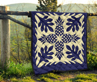 Hawaiian Pineapple Tropical Pattern Premium Quilt - Blue - Argu Style - AH - Polynesian Pride