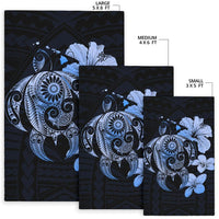 Hibiscus Plumeria Mix Polynesian Turtle Area Rug AH - Polynesian Pride