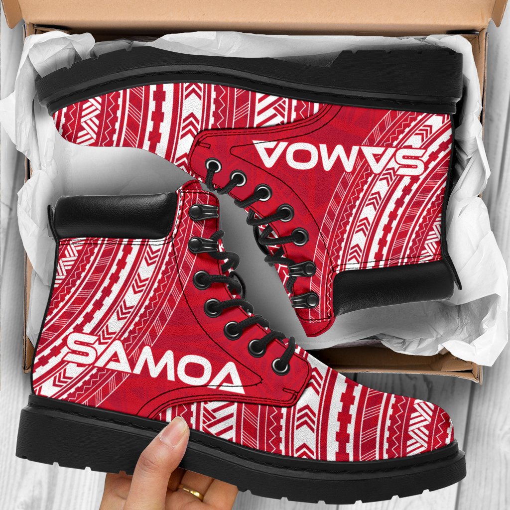 Samoa Leather Boots - Polynesian Flag Chief Version - Polynesian Pride