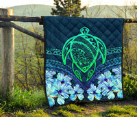 Hawaii Turtle Hibiscus Premium Quilt - Choco Style - Polynesian Pride