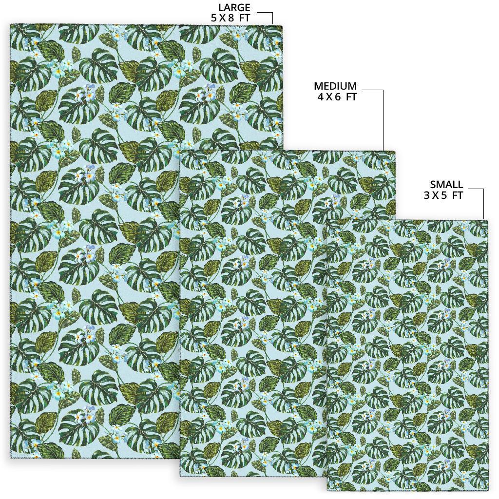 Tropical Flowers Monstera Leaf Rug - Polynesian Pride