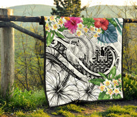 Tahiti Polynesian Premium Quilt - Summer Plumeria (White) - Polynesian Pride