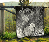 Federated States of Micronesia Premium Quilts - Humpback Whale with Tropical Flowers (White) - Polynesian Pride