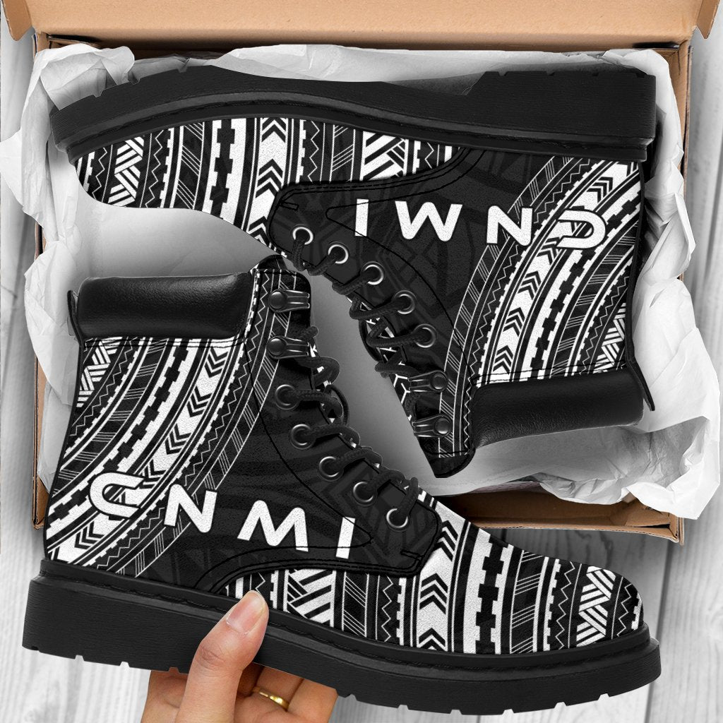 Northern Mariana Islands Leather Boots - Polynesian Black Chief Version - Polynesian Pride