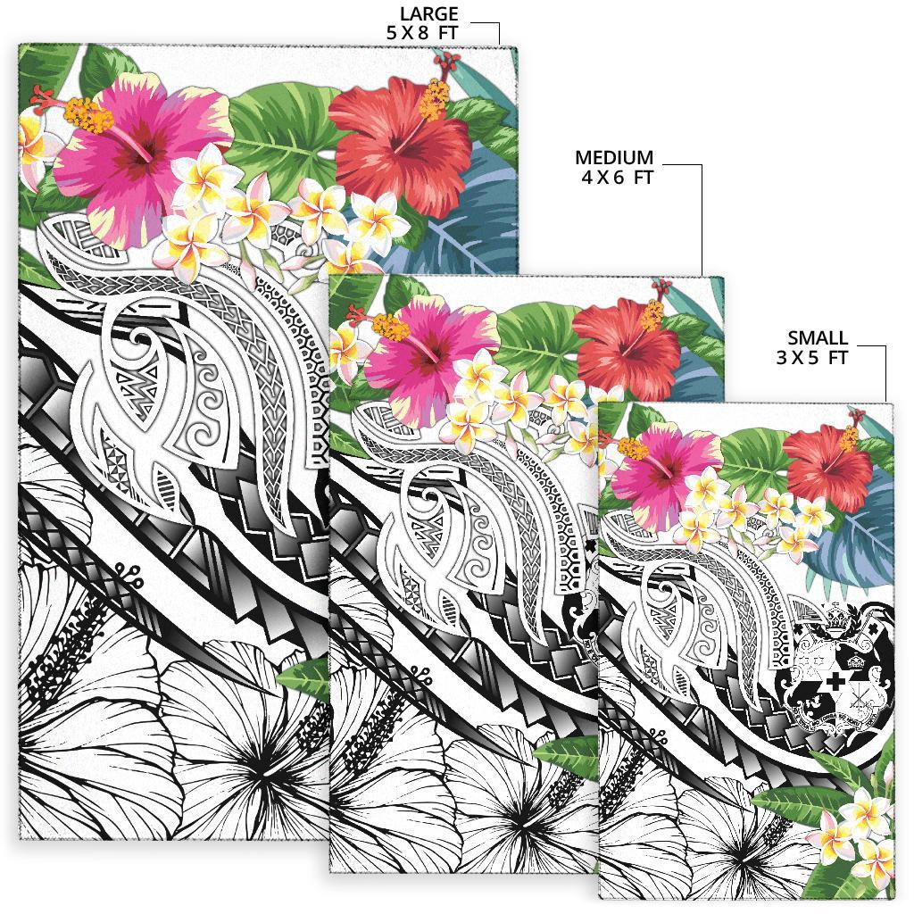 Tonga Polynesian Area Rug - Summer Plumeria (White) - Polynesian Pride