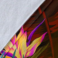 New Caledonia Polynesian Premium Blanket - Hibiscus and Banana Leaves - Polynesian Pride