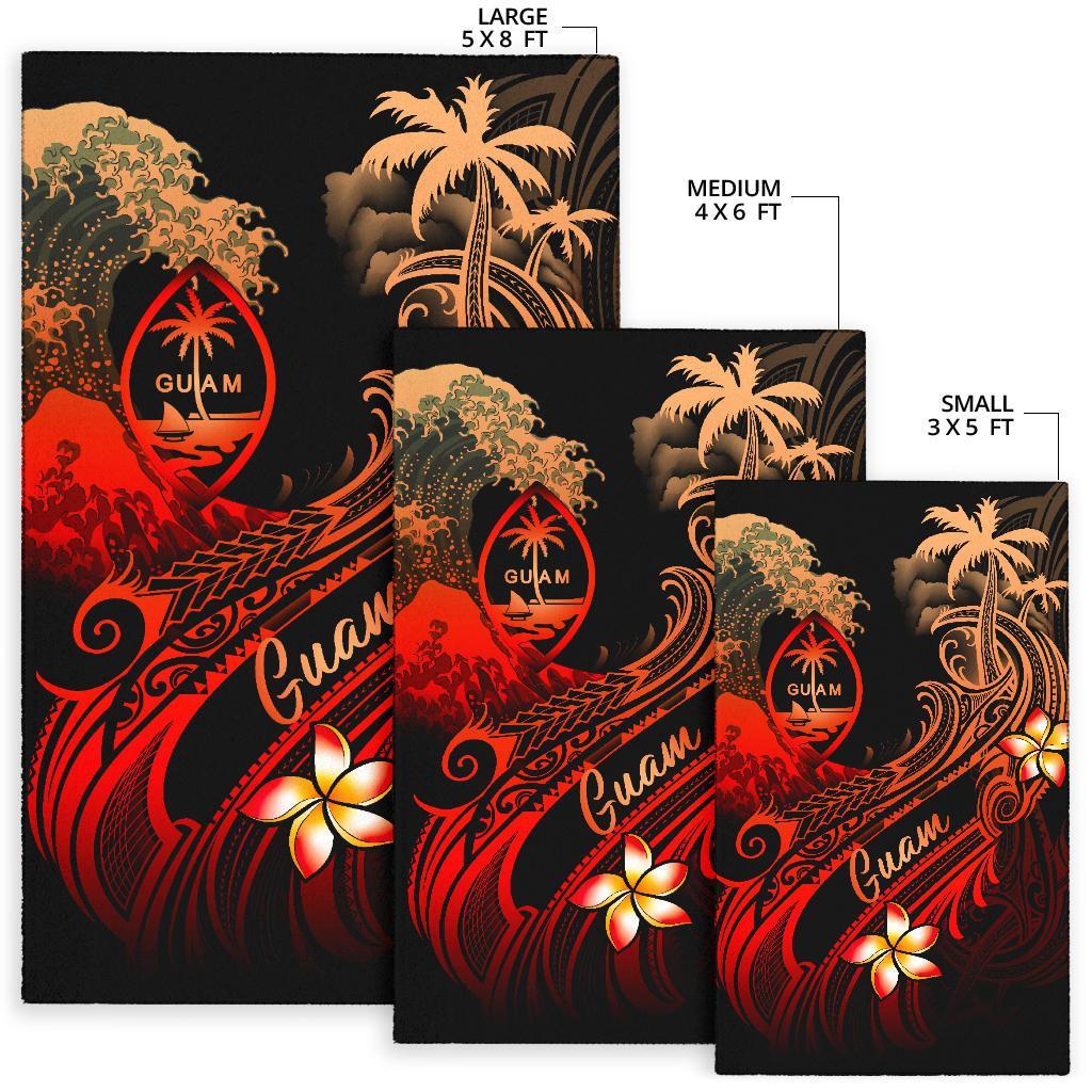 Guam Polynesian Area Rug - Plumeria Flowers And Waves - Polynesian Pride