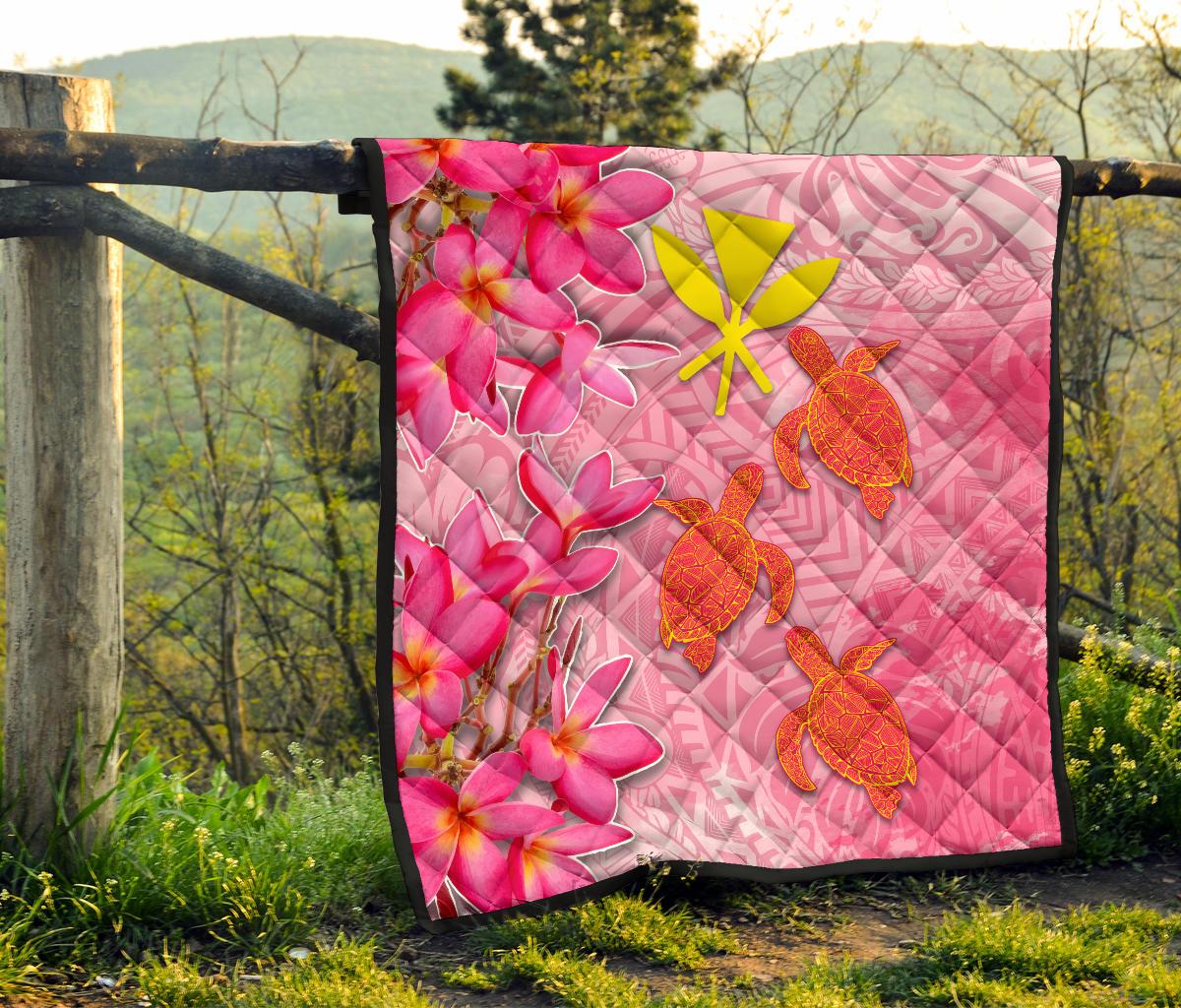 Hawaii Premium Quilt - Polynesian Pink Plumeria Turtle - Polynesian Pride