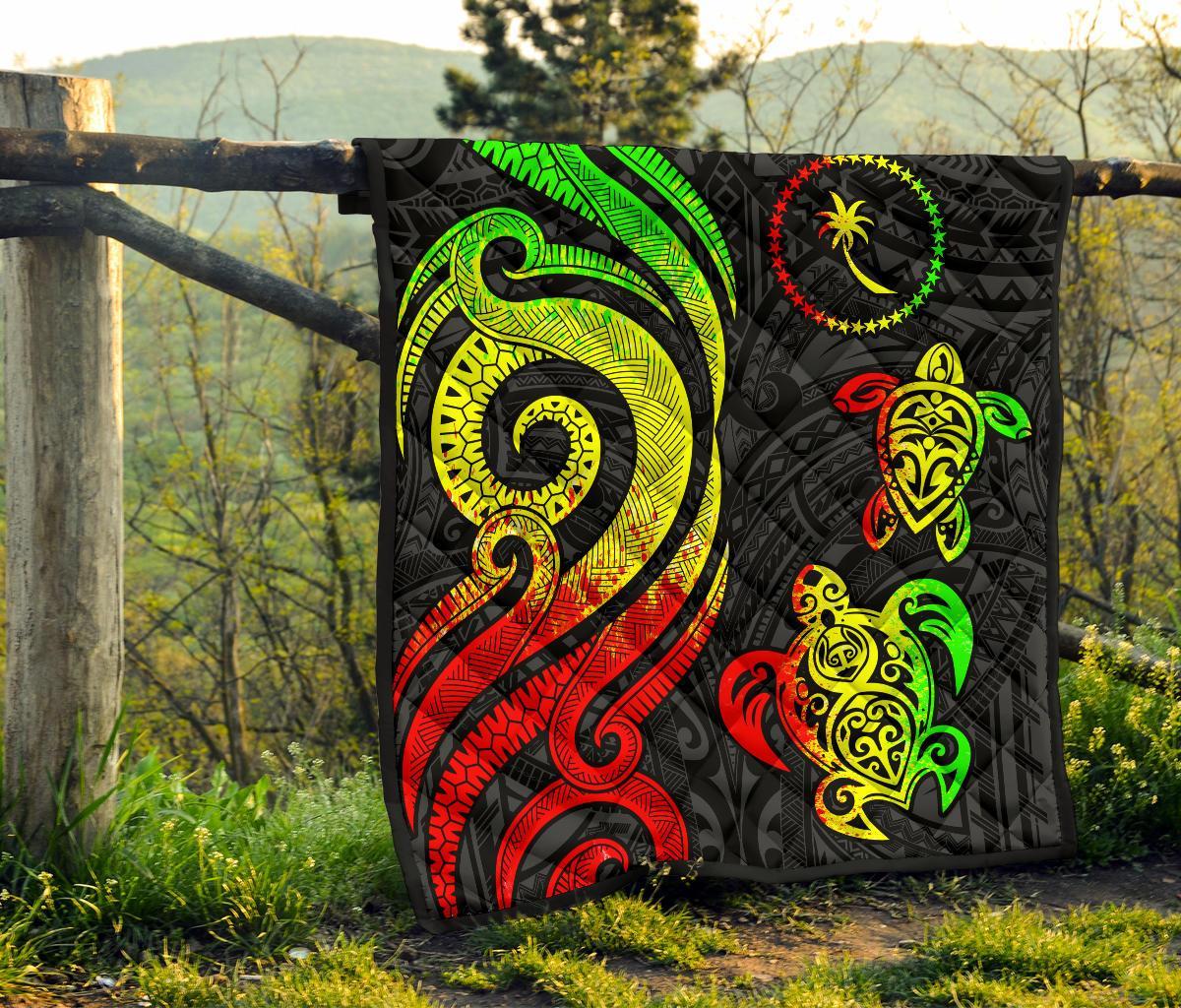 Chuuk Micronesian Premium Quilt - Reggae Tentacle Turtle - Polynesian Pride