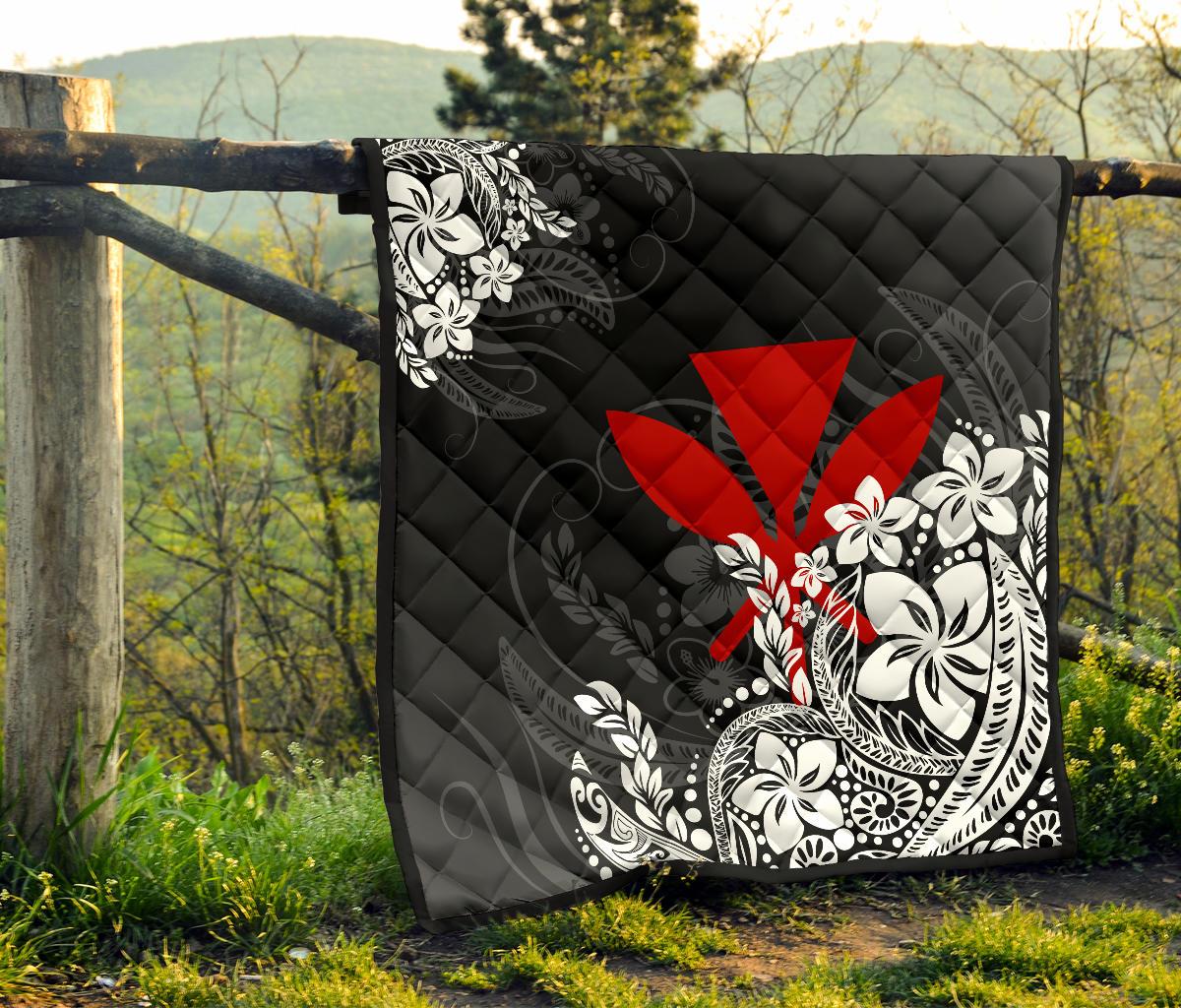 Hawaii Premium Quilt - Red Kanaka Maoli & White Hibiscus Style - Polynesian Pride