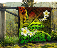 American Samoa Premium Quilt - Seal Of American Samoa With Plumeria Flowers - Polynesian Pride