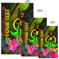Vanuatu Polynesian Personalised Area Rug - Hibiscus and Banana Leaves - Polynesian Pride