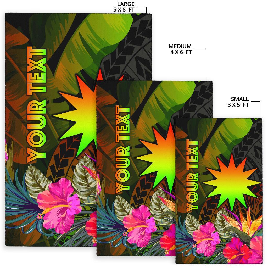 Nauru Polynesian Personalised Area Rug - Hibiscus and Banana Leaves - Polynesian Pride