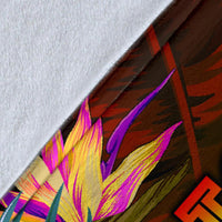 Tokelau Polynesian Premium Blanket - Hibiscus and Banana Leaves - Polynesian Pride