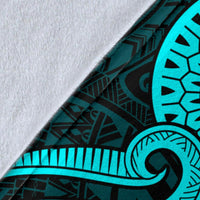 Polynesian Hawaii (Kanaka Maoli) Premium Blanket - Turquoise Tentacle Turtle - Polynesian Pride