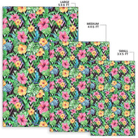 Tropical Hibiscus Banana Leafs Rug - Polynesian Pride