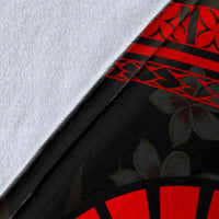 Tahiti Polynesian Premium Blanket - Red Plumeria - Polynesian Pride