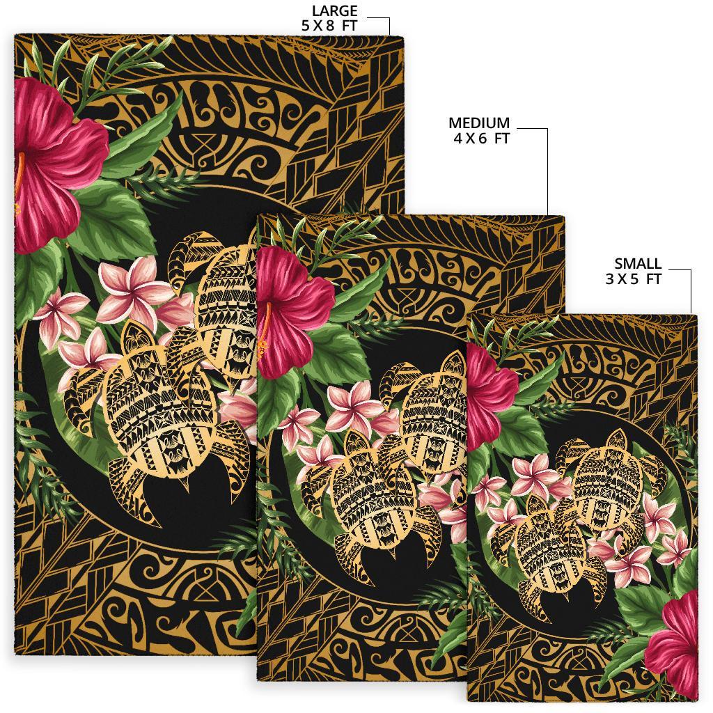 hawaii Rug - Turtle Strong Pattern Hibiscus Plumeria Art AH - Polynesian Pride