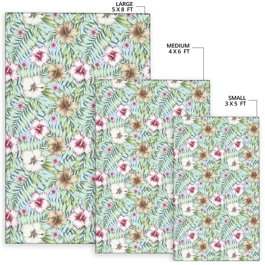 Tropical Hibiscus Palm Leaves Rug - Polynesian Pride