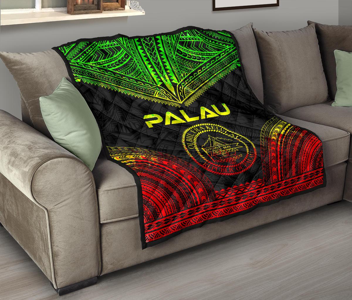 Palau Premium Quilt - Palau Seal Polynesian Chief Reggae Version - Polynesian Pride