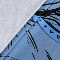 Hawaii Turtle Premium Blanket Polynesian Hibiscus Art Blue AH - Polynesian Pride