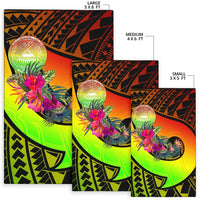 American Samoa Area Rug - Polynesian Hook And Hibiscus (Raggae) - Polynesian Pride