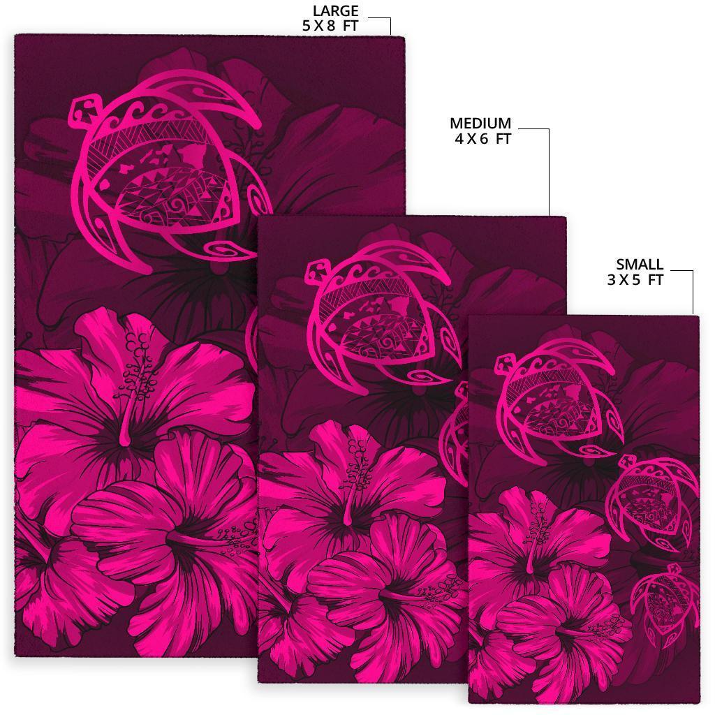 Hawaiian Map Hibiscus Flowers Vintage Polynesian Rug AH - Polynesian Pride