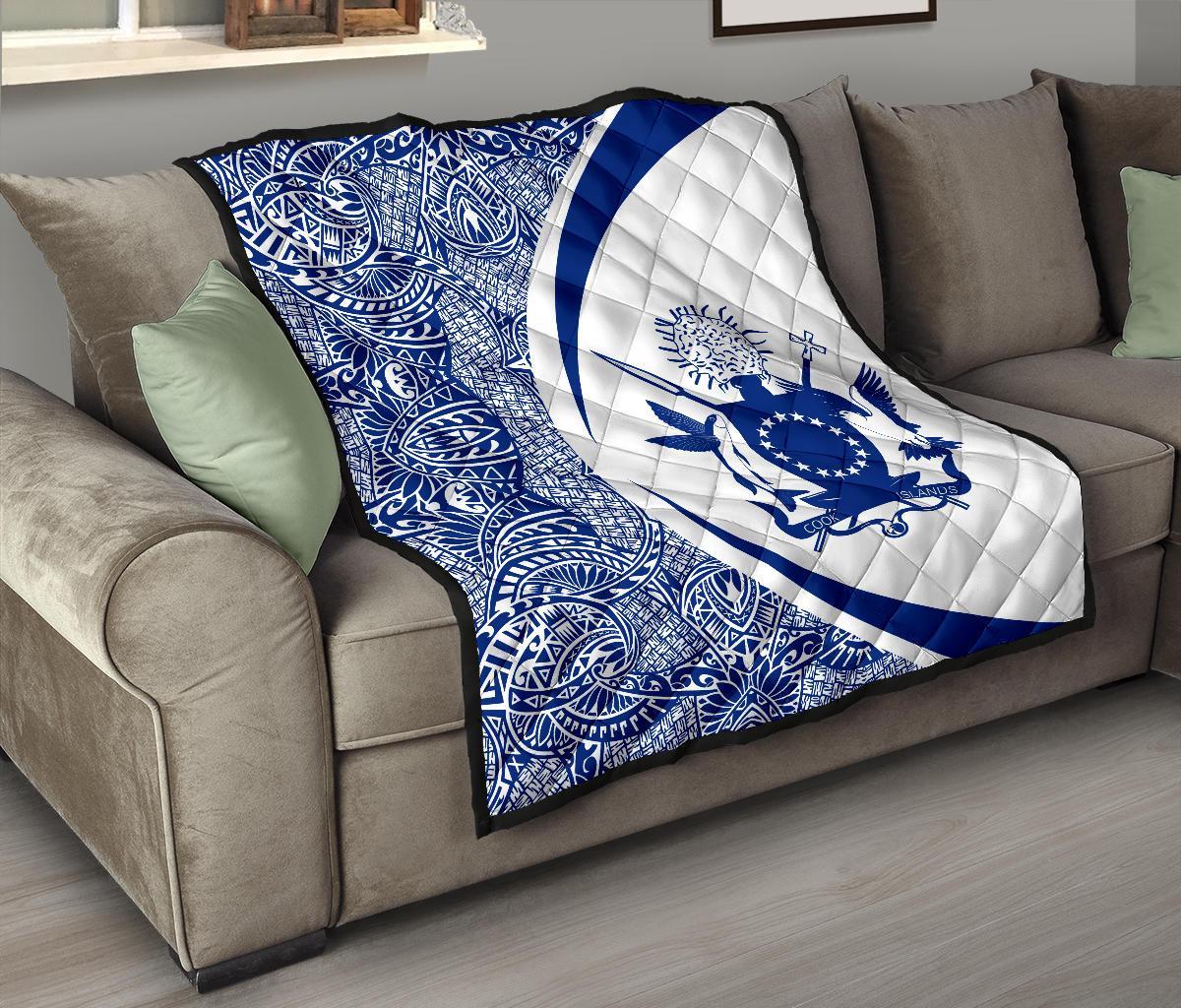 Cook Islands Coat Of Arms Polynesian Premium Quilt - Circle Style - 05 - Polynesian Pride