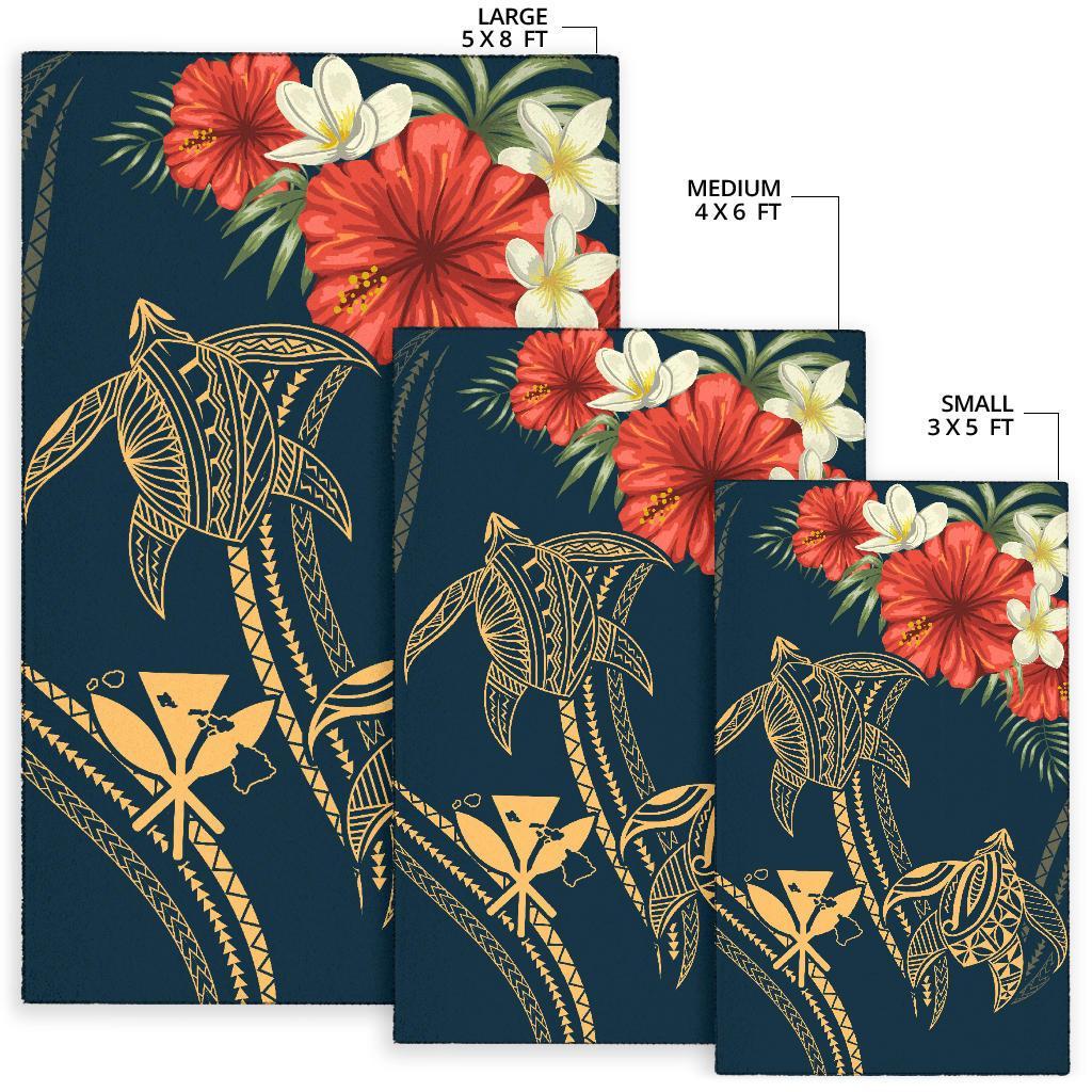 Hawaii Polynesian Turtle Hibiscus Rug - Nolan Style - Polynesian Pride