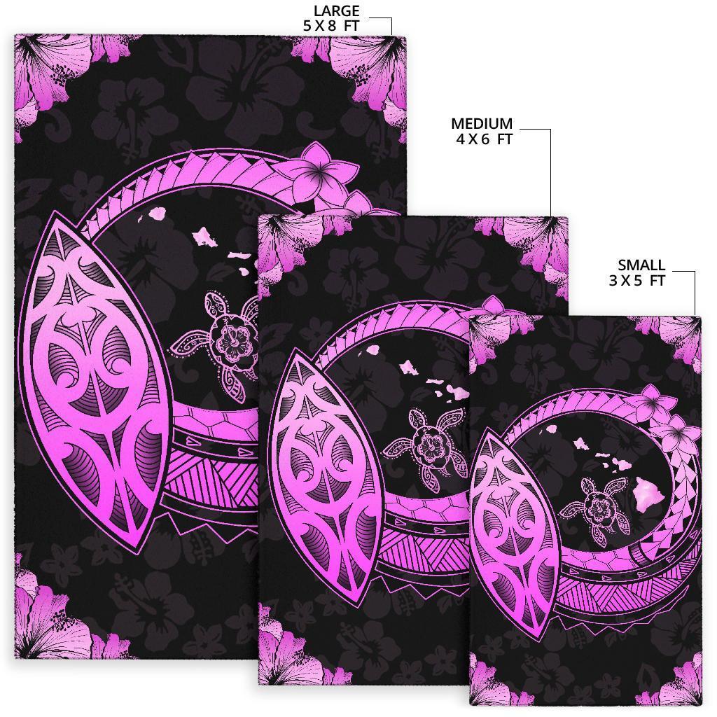 Hawaii Turtle Hibiscus Corner Map Polynesian Area Rug AH - Polynesian Pride