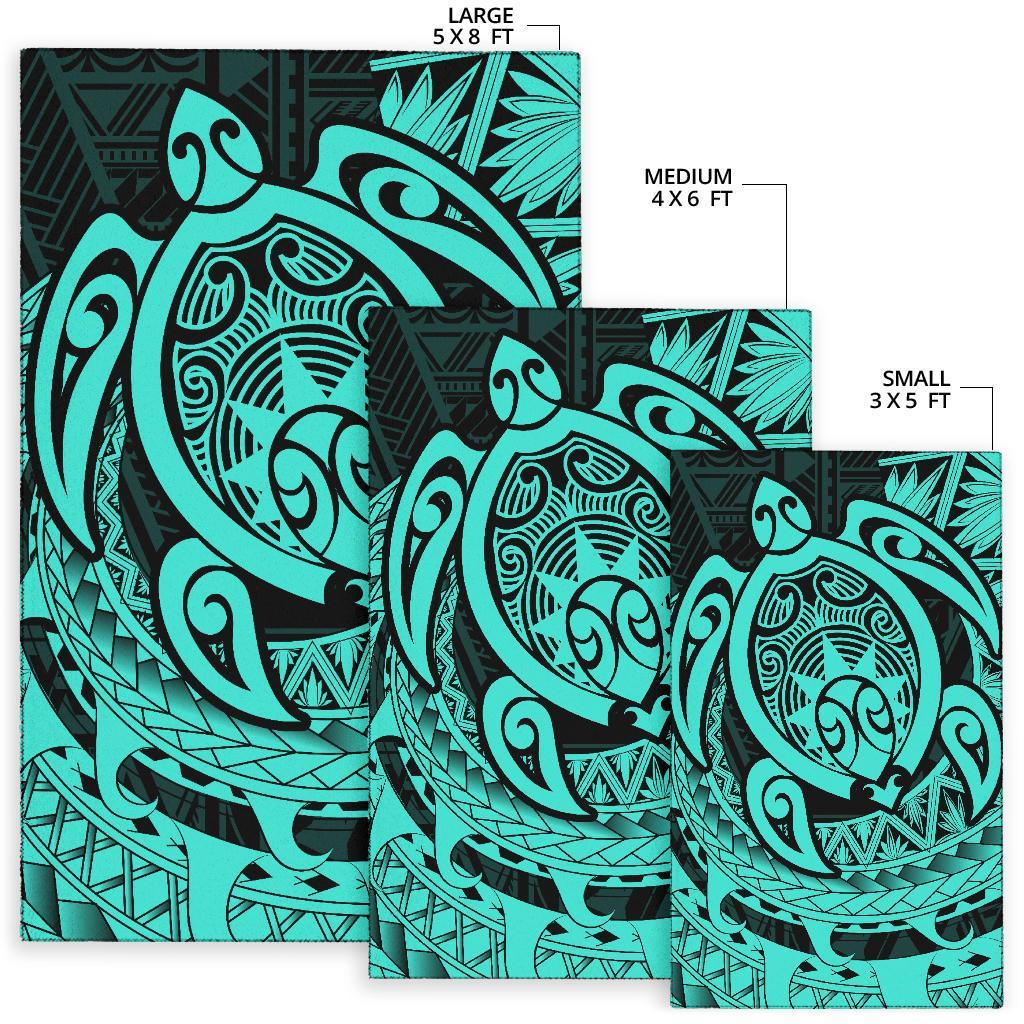 Hawaii Polynesian Turtle Rug - Turquoise - Polynesian Pride