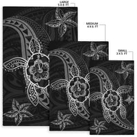 Kanaka Map Hibiscus Plumeria Turtle Art Polynesian Area Rug Gray AH - Polynesian Pride