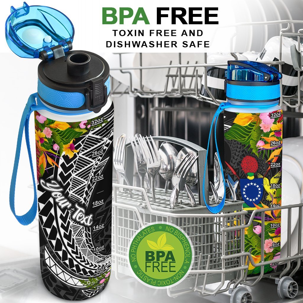 Cook Islands Custom Personalised Hydro Tracking Bottle - Seal Spiral Polynesian Patterns - Polynesian Pride