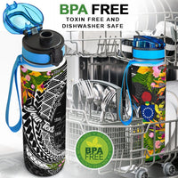 Cook Islands Custom Personalised Hydro Tracking Bottle - Seal Spiral Polynesian Patterns - Polynesian Pride